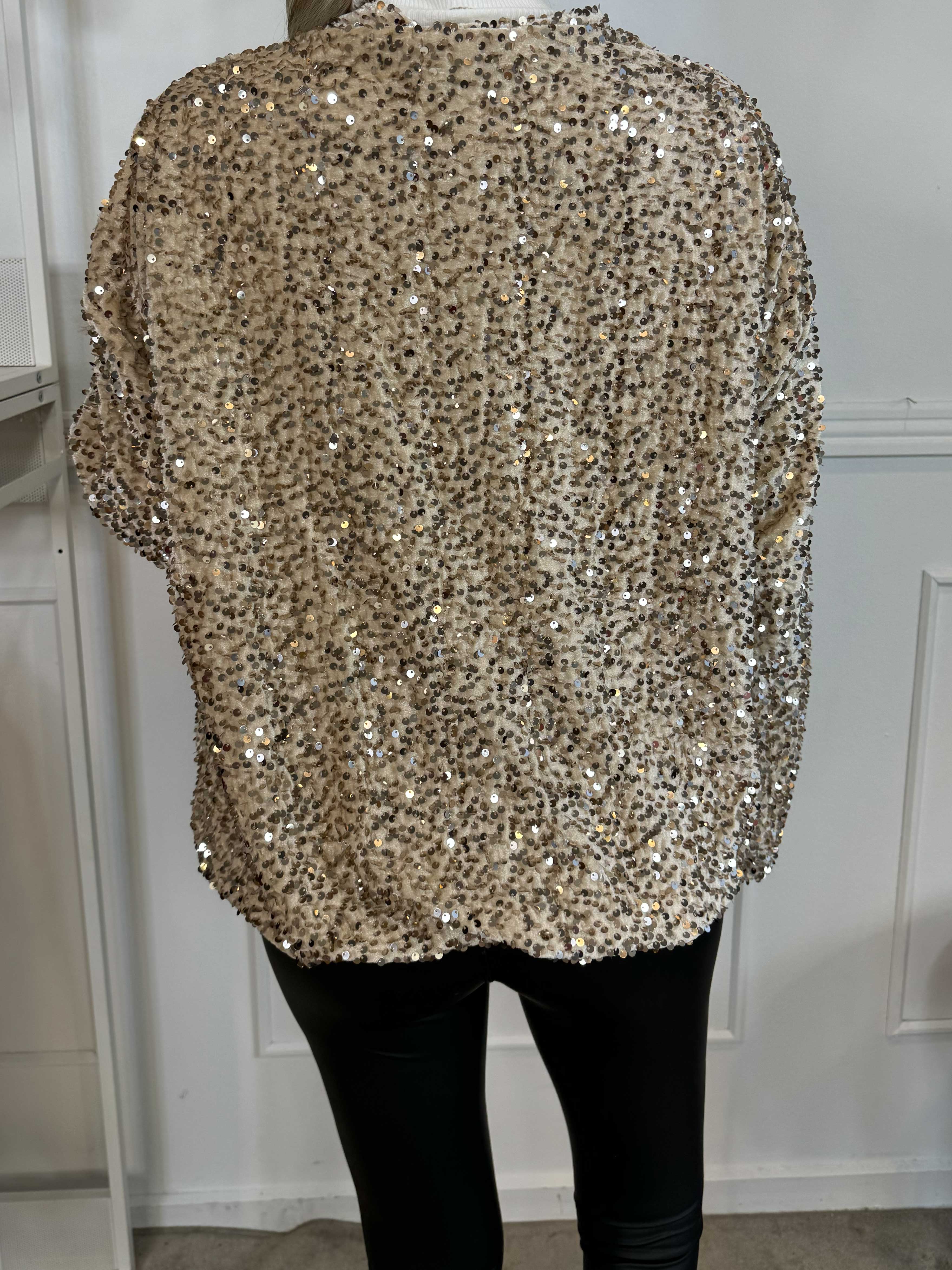 Francini - Velourtröja med paljetter och dragkedja